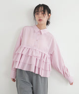 ストライプフリルシャツ