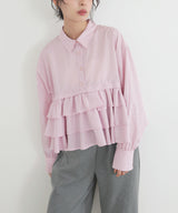 ストライプフリルシャツ