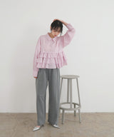 ストライプフリルシャツ