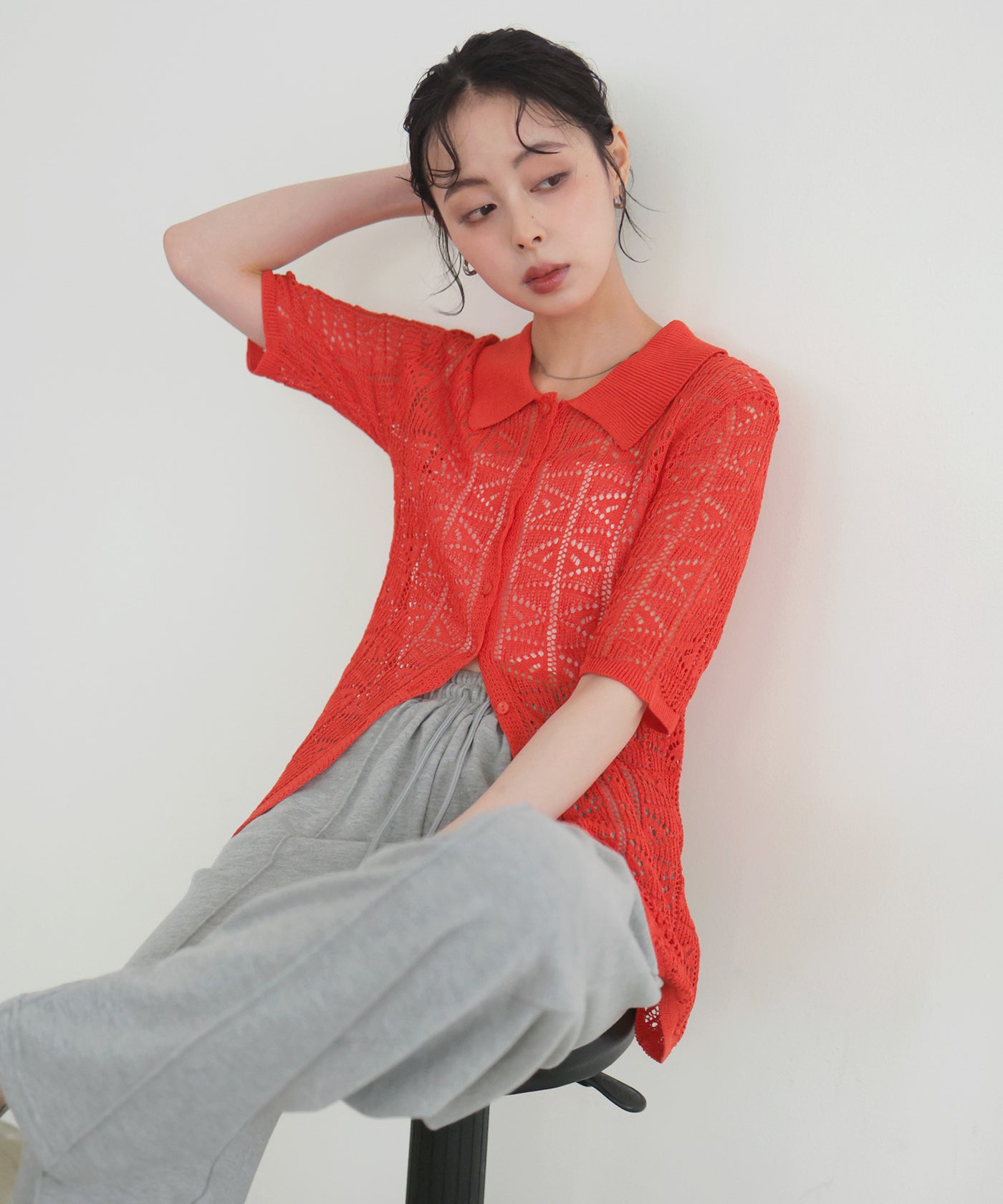 LIAN | メッシュポロニット LIAN ニット セーター メッシュポロニット レディース