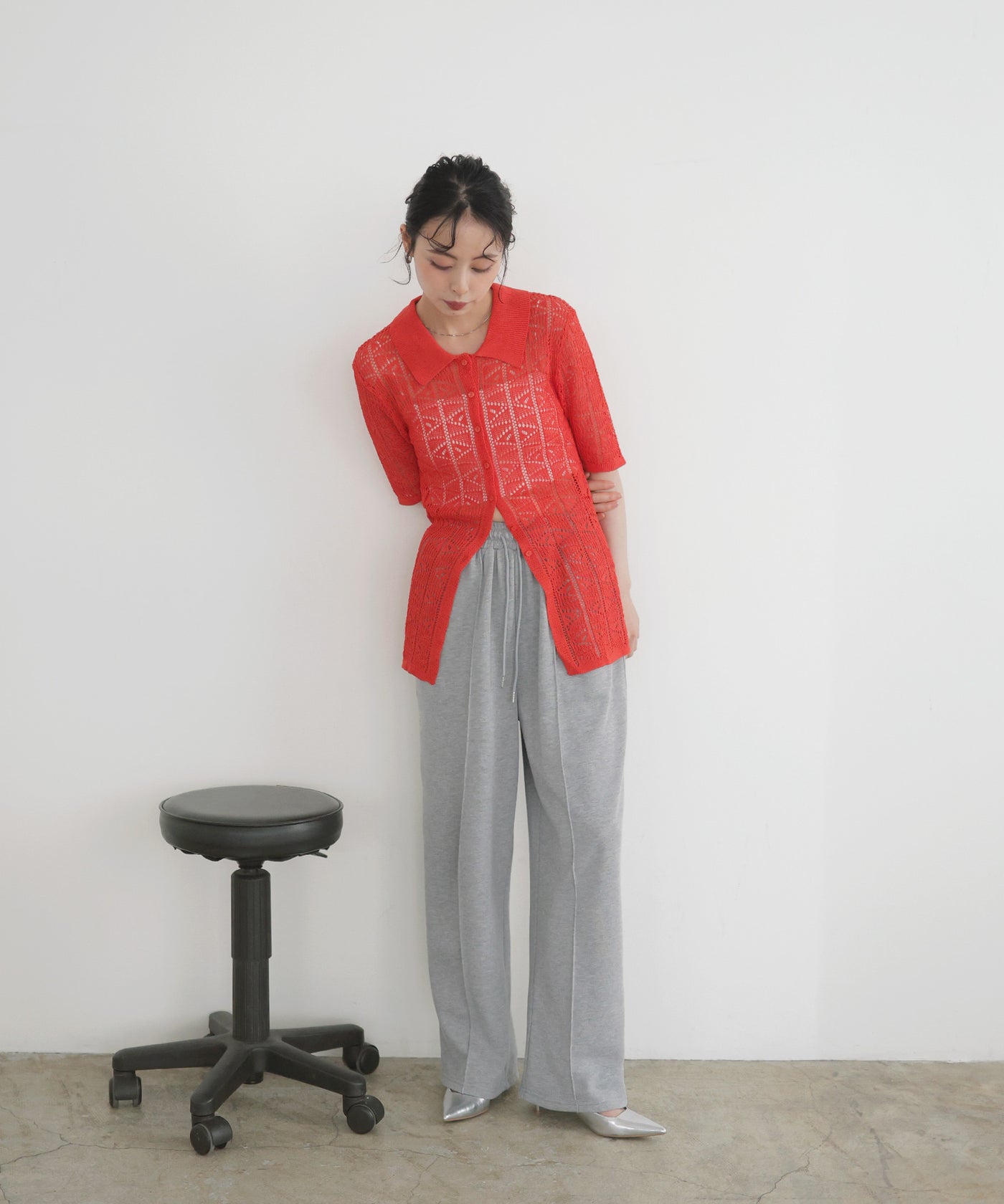 メッシュ半袖ポロニット – LIAN