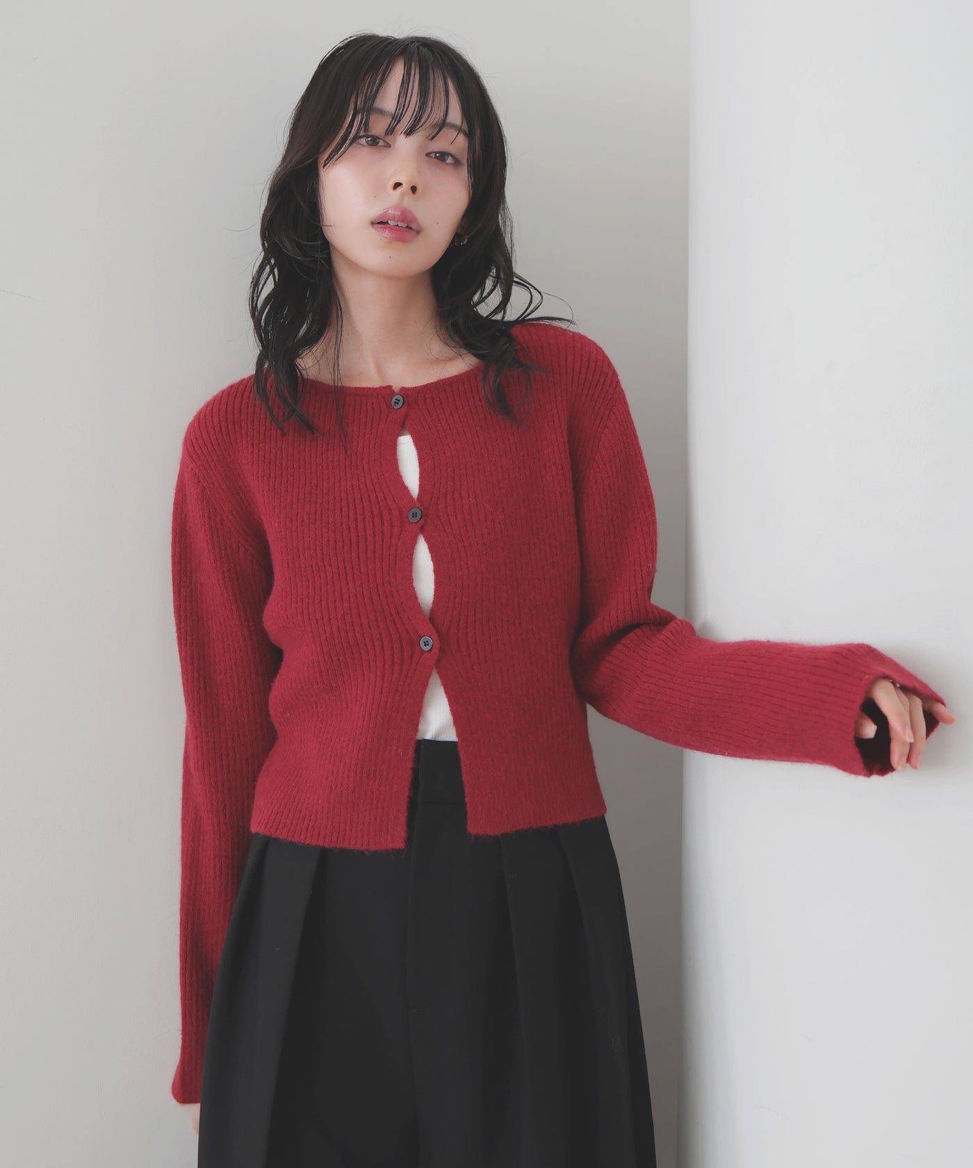 A. ROEGE HOVE リブニット カーディガン ハイネック S 当日発送可 A