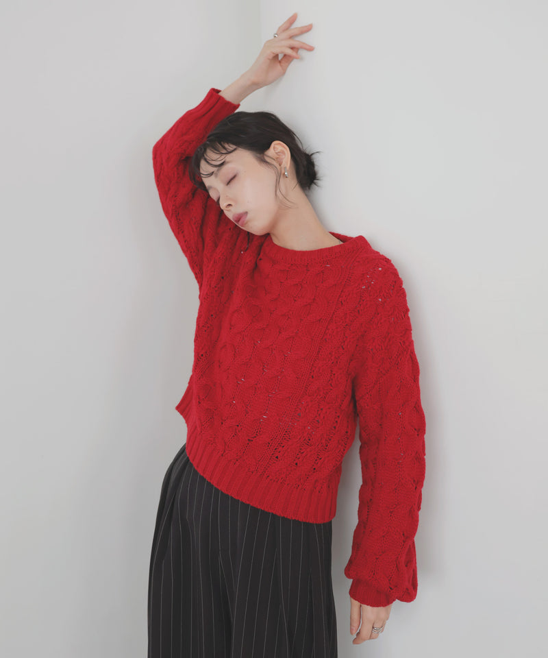 【11月中旬予約商品】バルキータッチケーブルニット