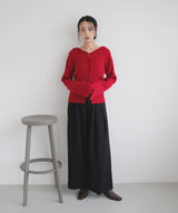 ボタンフードリブカーディガン