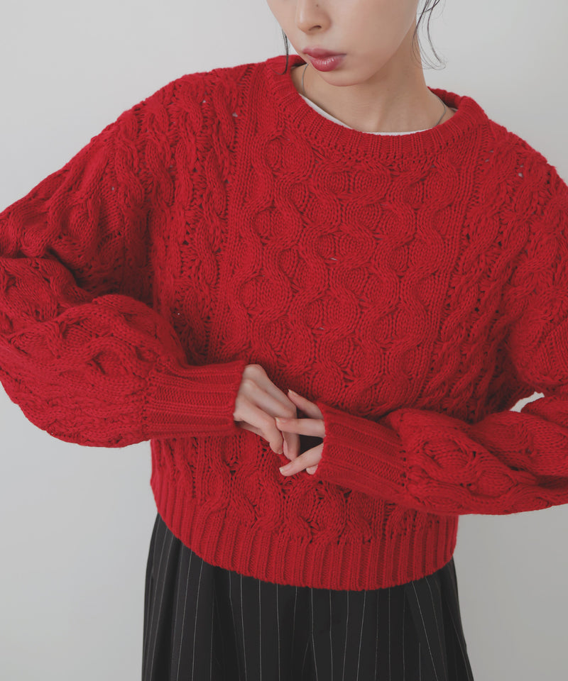 【11月中旬予約商品】バルキータッチケーブルニット