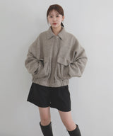 【10月下旬予約商品】　【ayu×LIAN】ステンカラーカールシャギーブルゾン