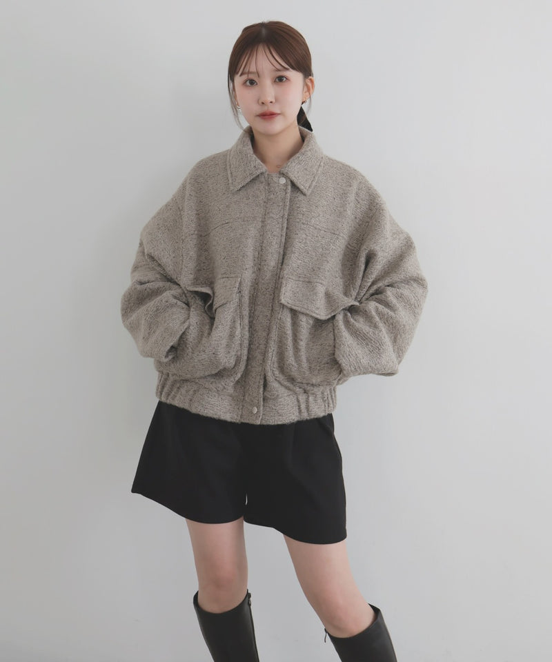 【10月下旬予約商品】　【ayu×LIAN】ステンカラーカールシャギーブルゾン