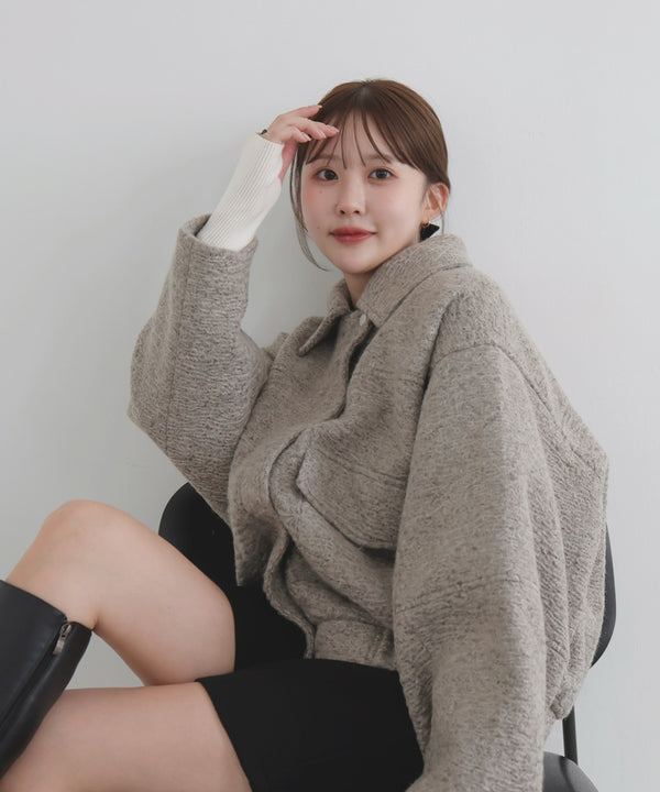 【10月下旬予約商品】　【ayu×LIAN】ステンカラーカールシャギーブルゾン