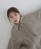 【10月下旬予約商品】　【ayu×LIAN】ステンカラーカールシャギーブルゾン