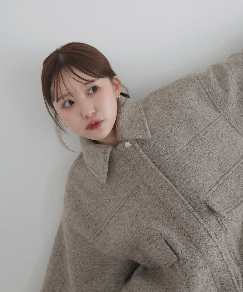 【10月下旬予約商品】　【ayu×LIAN】ステンカラーカールシャギーブルゾン