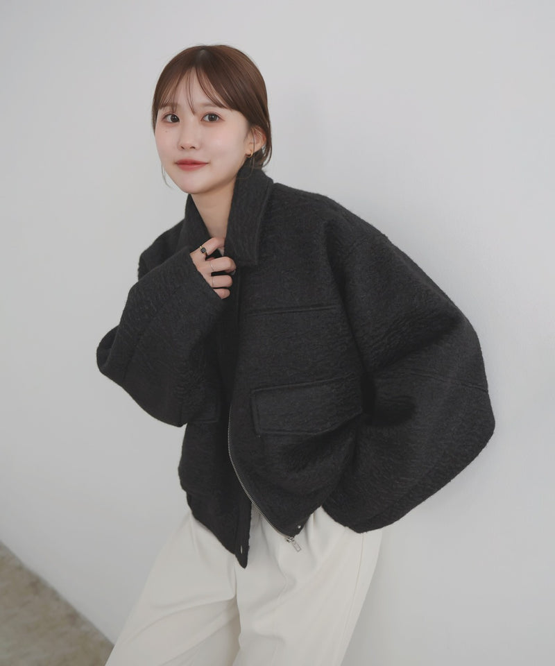 【10月下旬予約商品】　【ayu×LIAN】ステンカラーカールシャギーブルゾン