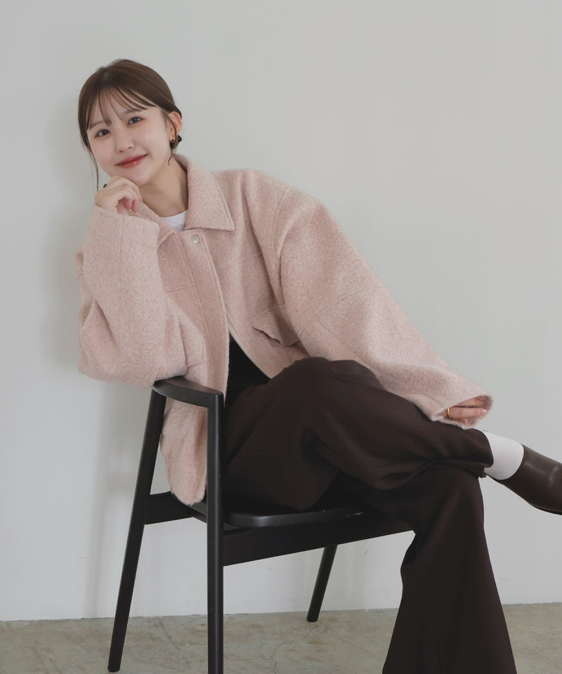 【10月下旬予約商品】　【ayu×LIAN】ステンカラーカールシャギーブルゾン