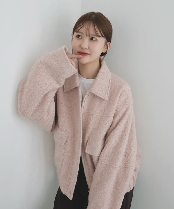 【10月下旬予約商品】　【ayu×LIAN】ステンカラーカールシャギーブルゾン