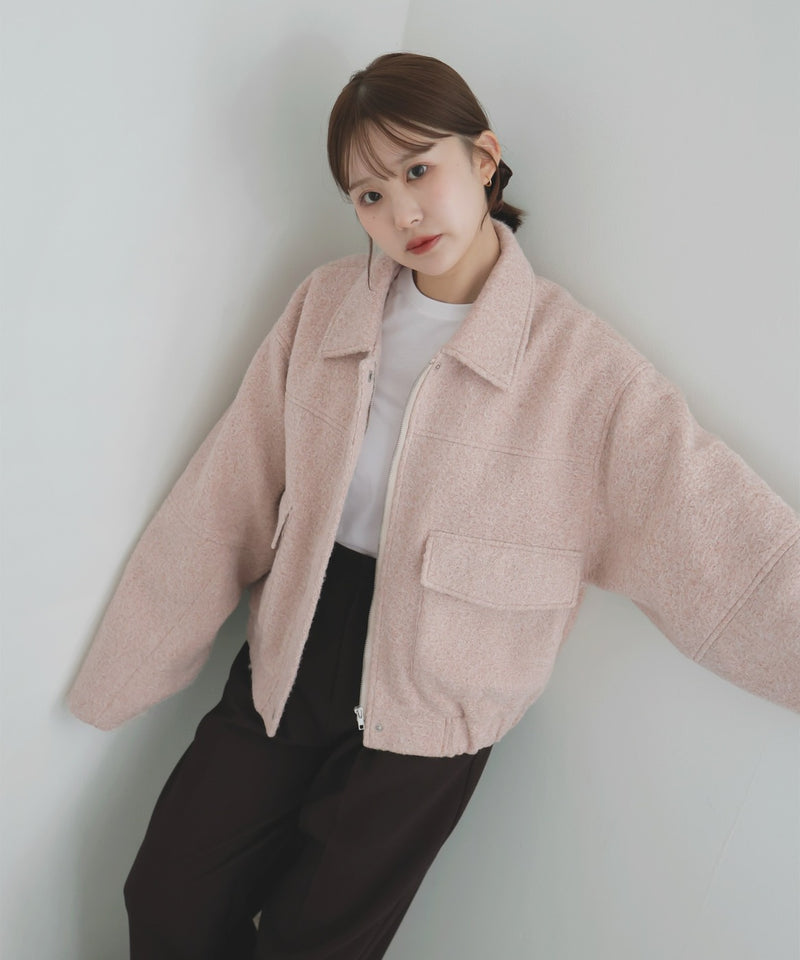 【10月下旬予約商品】　【ayu×LIAN】ステンカラーカールシャギーブルゾン