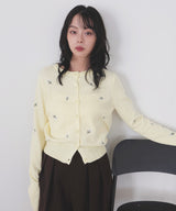 フラワー刺繍ニットカーディガン