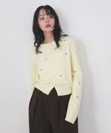 フラワー刺繍ニットカーディガン