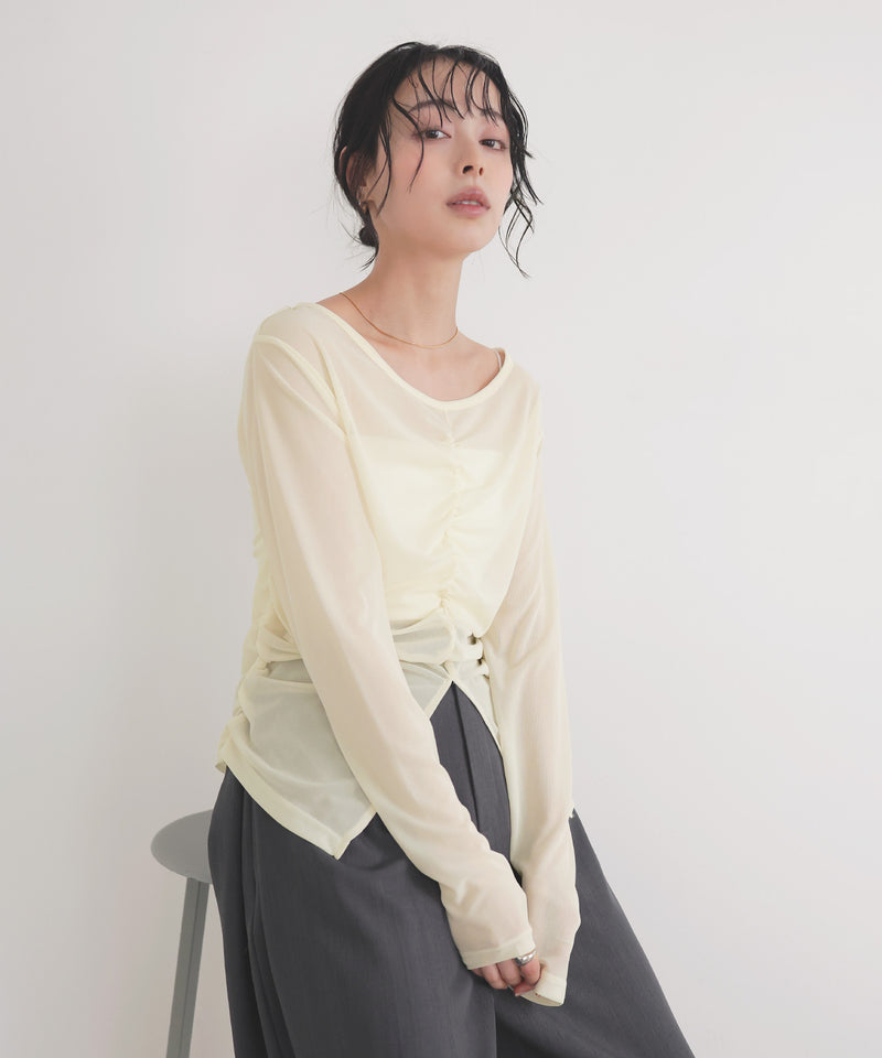 シャーリングギャザーシアートップス – LIAN