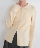 【一部予約商品】クルミボタンリブポロニット