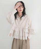 ストライプフリルシャツ