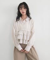 ストライプフリルシャツ