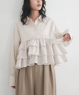 ストライプフリルシャツ