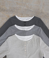 ボーダーリブヘンリーネックプルオーバー