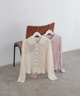 フリルメッシュポロカーデ