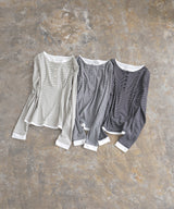 ボーダーリブヘンリーネックプルオーバー