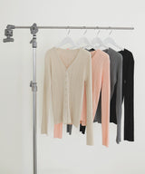 Vネックランダムリブニットカーディガン