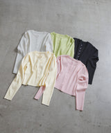 クリアボタンニットカーディガン