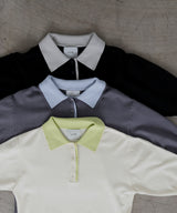 レイヤードカラーポロニット