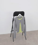 バイカラーリブニットカーデ