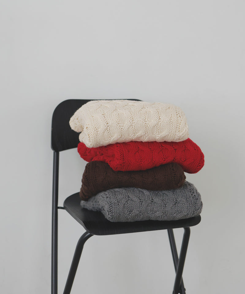 【11月中旬予約商品】バルキータッチケーブルニット