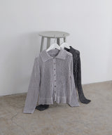 フリルメッシュポロカーデ