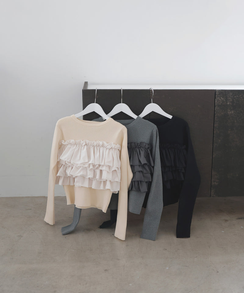 【12月上旬予約商品】フリルビスチェニットプルオーバー