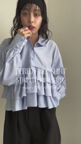 ストライプフリルシャツ