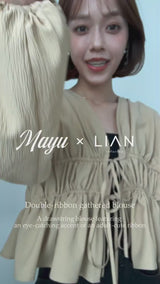 【一部予約商品】【mayu × LIAN】ダブルリボンシャーリングブラウス